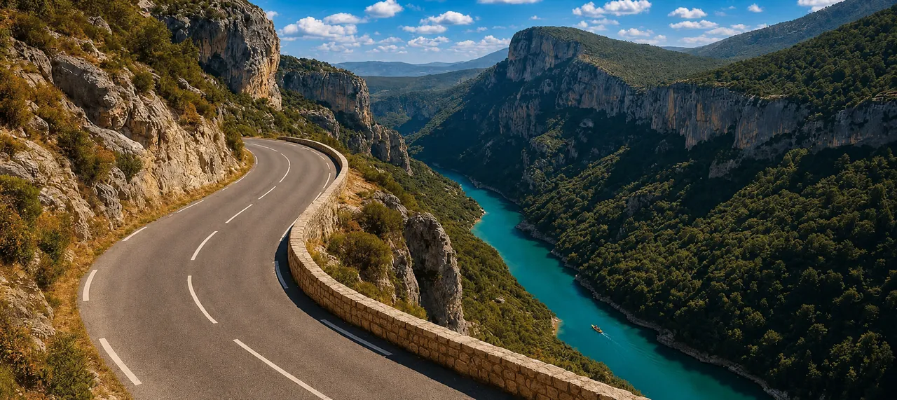 Route des Crêtes en lacets au-dessus des gorges du Verdon